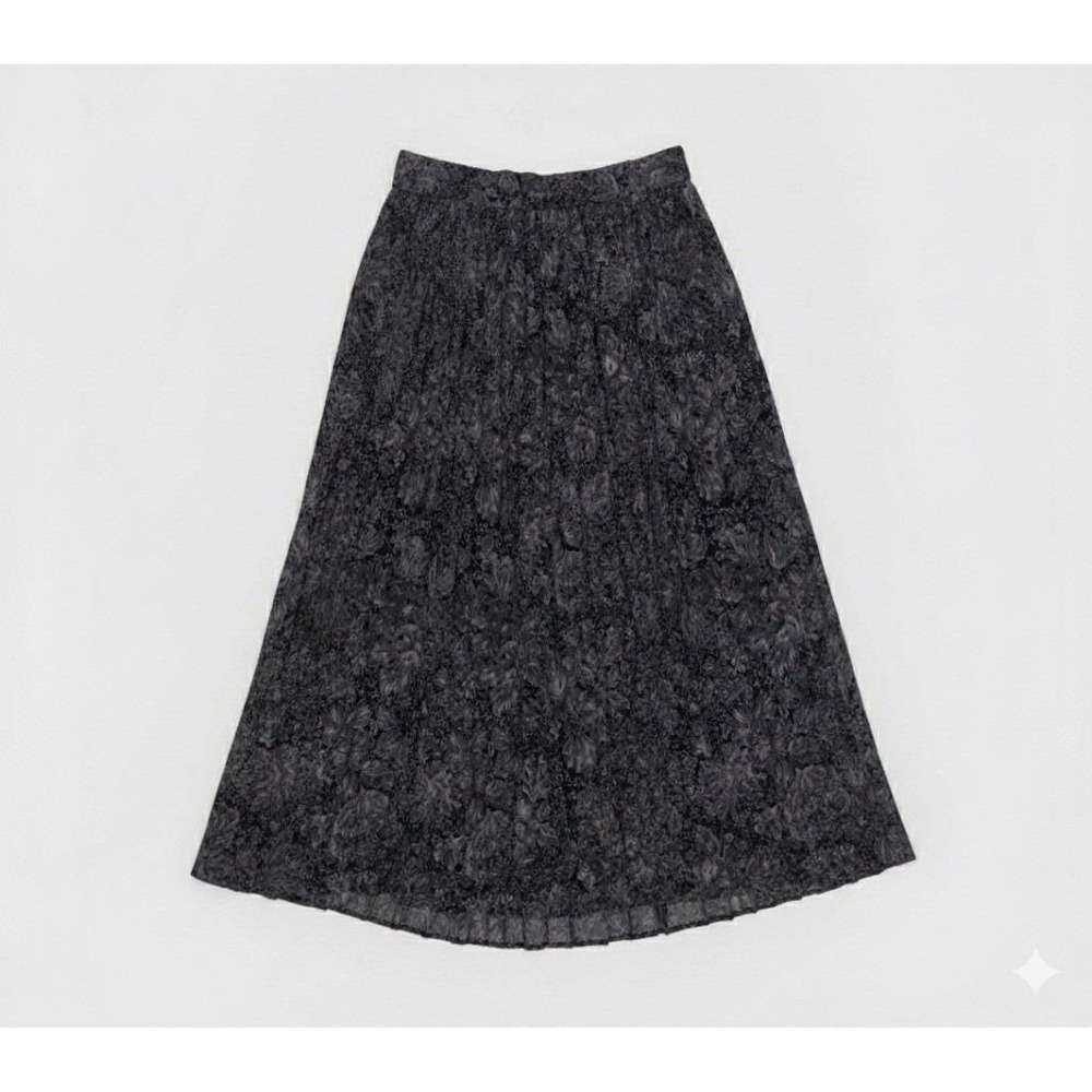 Jones New York Vtg 90s‎ Green Floral ALine Maxi Skirt Rayon Pleated 1990s 90s